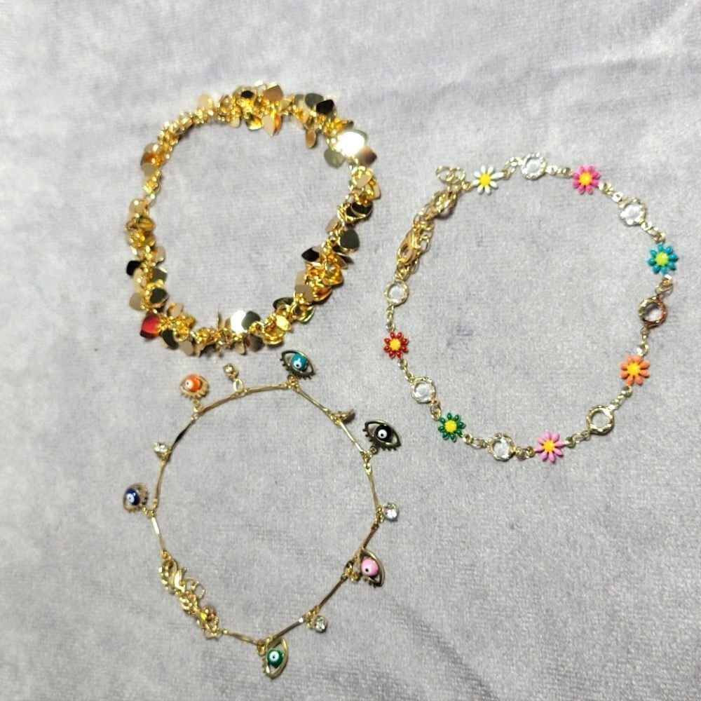 Austrian Crystal Charm Anklet set of 3